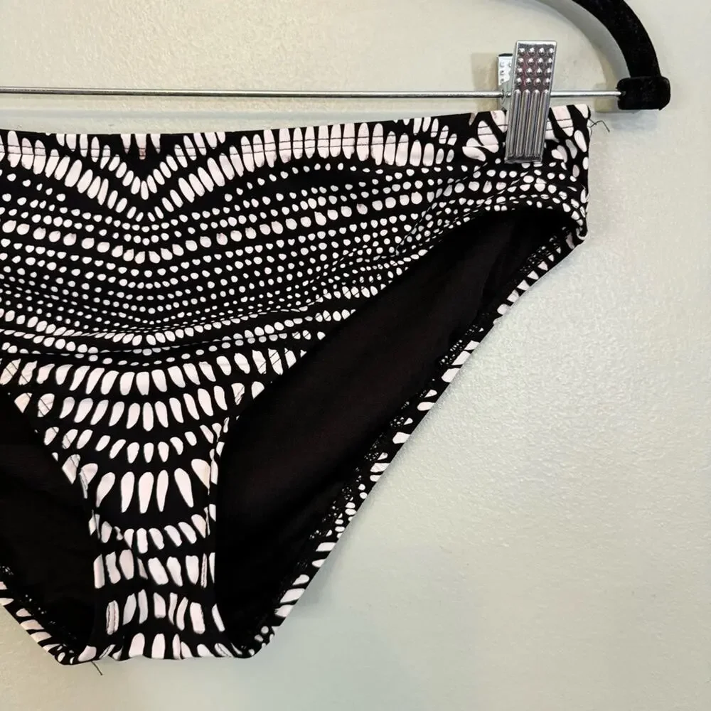 Kenneth Cole Women's Black White Find Tranquility Hipster Bikini‎ Bottom Small